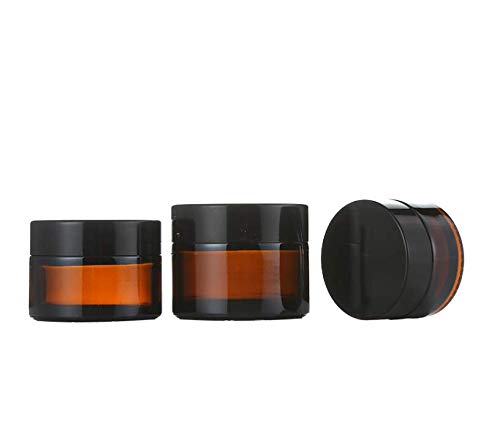 5Pcs 10Ml 0.35Oz Travel Size Empty Refillable Amber Glass Cosmetic Containers Round Sample Jars Pot Vial Bottle With Inner Liner